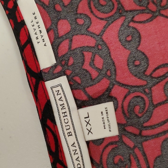 Dana Buchman 'Travel Anywhere' Red black graphic print XXL hem detail - Picture 6 of 10